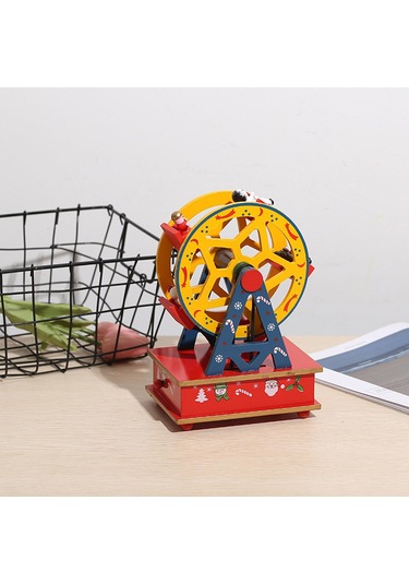 Suntek Yılbaşı Müzik Kutusu Tekerlek Masaüstü Süsü Sarı