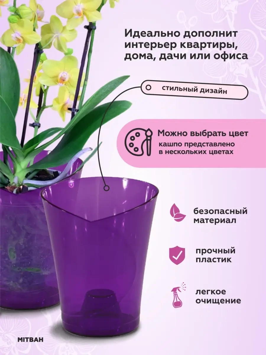 Mıtbah Şeffaf Saksıda Orkide Saksısı 2 Adet 74247174