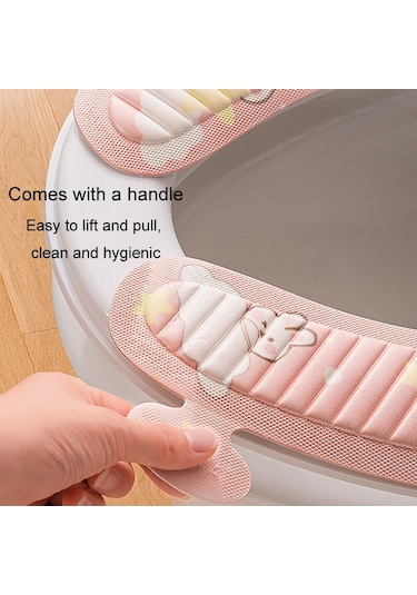 Sones Eva Yapışkanlı Tuvalet Pedi Dört Mevsim Evrensel Karikatür Sevimli Su Geçirmez Tuvalet Stickerı, Stil: Pembe Ay Tavşanı