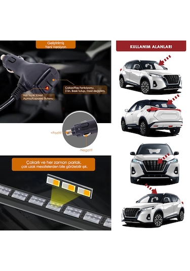 Turuncu Beyaz Çakarlı 114cm Çakarlı Led Bar Off Road