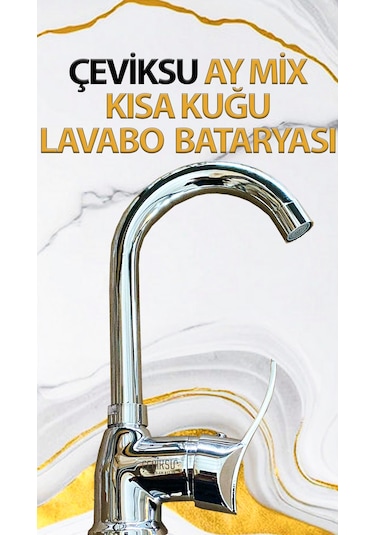 Ay Mix Kısa Kuğu Model Lavabo Bataryası Krom
