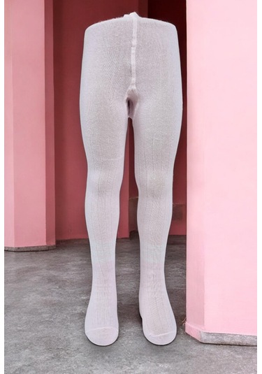 Çizgili Pamuklu Çocuk Külotlu Çorap Pembe