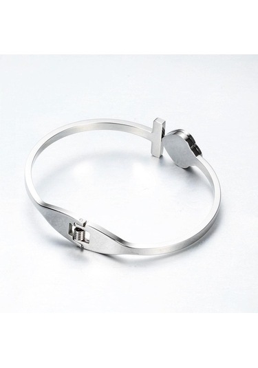 Novahub Altın Çapraz Aşk Moda Kelime Kilidi, Titanyum Çelik, Gümüş, Geometrik Tasarım, Basit Stil Gümüş