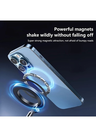 Xuweiwei Karanlık Gery Araba Vakum Manyetik Cep Telefonu Tutucu Süper Güçlü Emme 360 Derece Dönebilir Geri Çekilebilir Katlanabilir