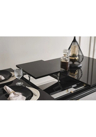 Maserati Yemek Odası Takımı Yemek Masası + 4 Adet Sandalye Siyah