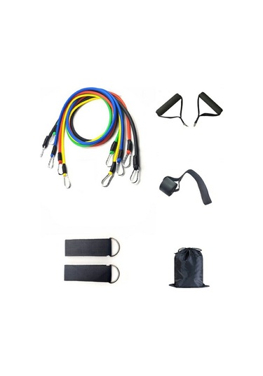 11 Adet / Takım Spor Direnç Bandı Tpr + Naylon Egzersiz Gerginlik Çektirme Egzersiz Elastik Halat
