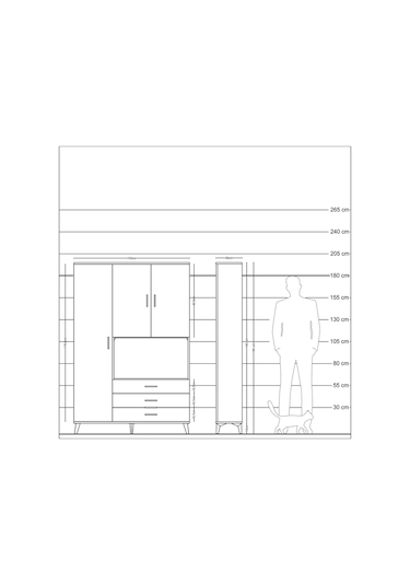 Arges Dolap 6 Raflı 3 Çekmeceli 3 Kapaklı 132x30x195 Çam-çam/... Çam