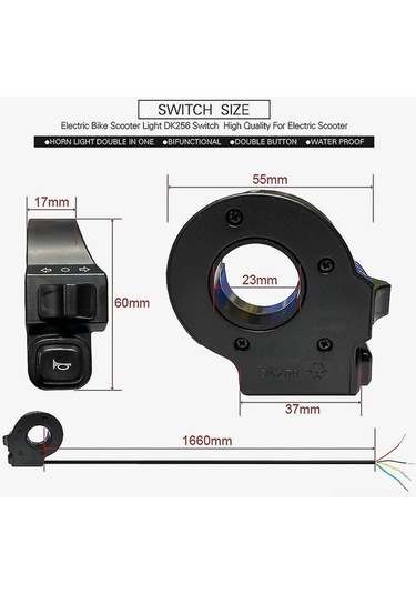 Novahub Elektrikli Bisiklet Kompakt Işık Ve Korna Anahtarı - Sinyal Butonu - Siyah Pp+tpr Materyal