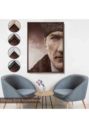 Çerçeveli Mustafa Kemal Atatürk Dekoratif Duvar Tablosu -6166