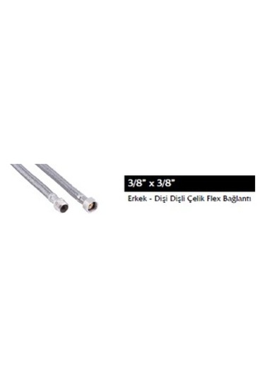 Nipelli Çelik Flex Bağlantı, 3/8"-3/8", 70 Cm, Erkek Dişi Dişli 1