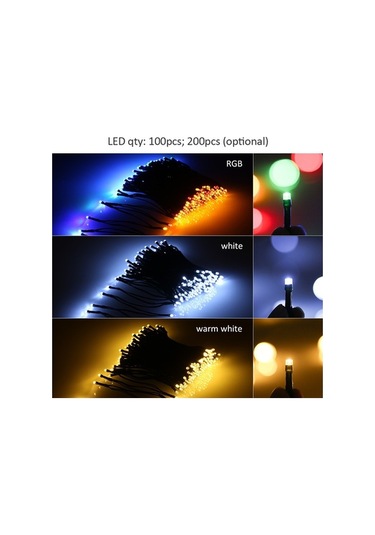 Moly 200 Led Güneş Enerjili Işık Zinciri, 22m, Beyaz Işık, Otomatik Kontrol, Bahçe Dekorasyonu Beyaz