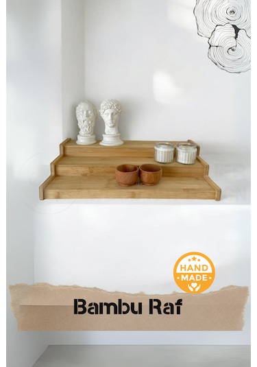 El Yapımı Bambu Ahşap Raf Ahşap