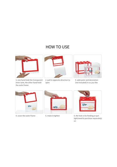 Youmex Siyah Mini Akvaryum, Plastik Blok Tasarımı, Küçük Balık Yetiştirme Kutusu