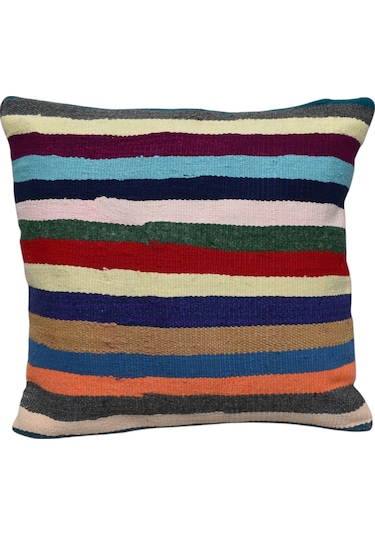 Zehra Abla Halı Yeni El Dokuma Dekoratif Kilim Kırlent Yastık Kılıfı 6703 Çok Renkli