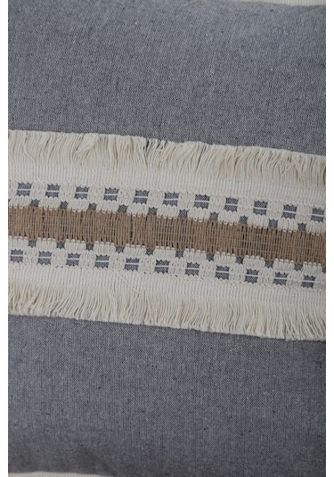 Dnc Home Tekstil Ndchome Gri Antrasit Kalın Dantel Kırlent43 X 43