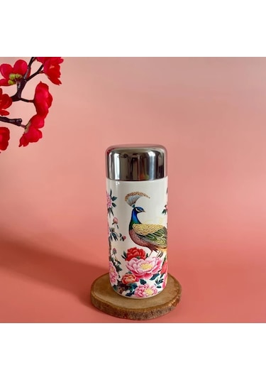 Techbloom Sunflower 260ml 8 79oz Mini Termos Mug Çiçek Desenli Paslanmaz Çelik Seyahat Bardağı