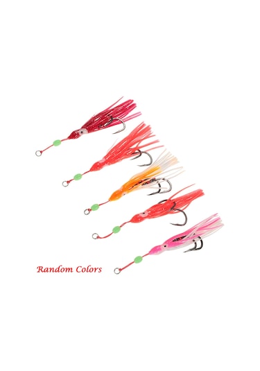 Teltree Deniz Balıkçılığı Işıklı Yumuşak Yem 5 Adet Silikon Kalem Balık Yemi, Parlak Yumru Ve İki Güçlü İğne İle