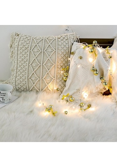 Maoyaya Noel Dekorasyon Işıkları - 20 Led'li 2 Metre Pil Ile Çalışan Sıcak Beyaz Işık, Şeffaf Kablolu Altın Top Diğer