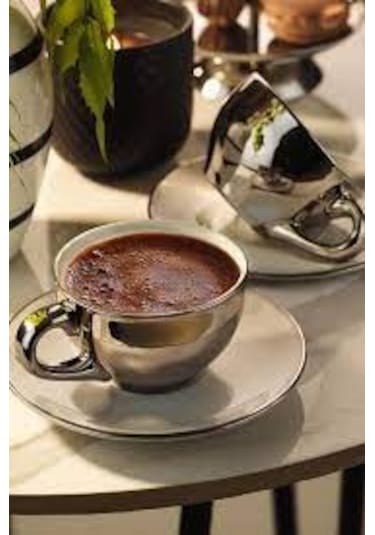 Kütahya Porselen Stella Double 2Li Kahve Takımı Platin Kaplama