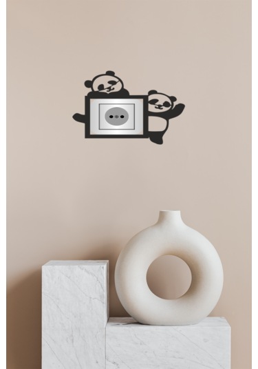 Priz Çerçevesi Çocuk Odası Panda Mdf Duvar Dekorasyon Ürünü