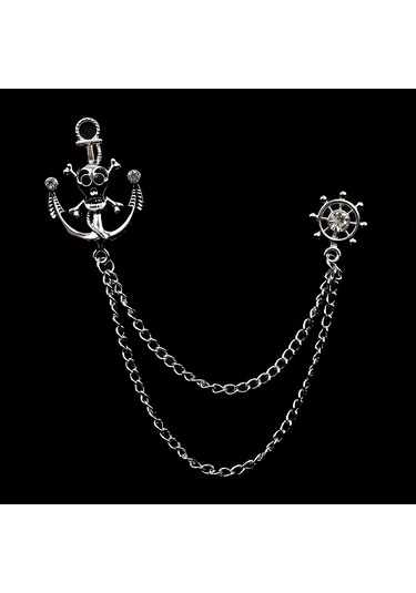 Yeni Retro Erkek Kostümü Pantolon Zincir Yafak Iğne Ejderha Geyik Taç Kafatası El Broşu 16 16 Çok Renkli