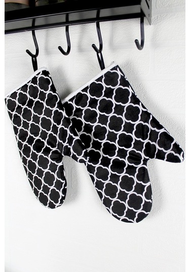 Morlay Siyah Halka Isıya Dayanıklı Mutfak Fırın Eldiven Seti 2 Adet