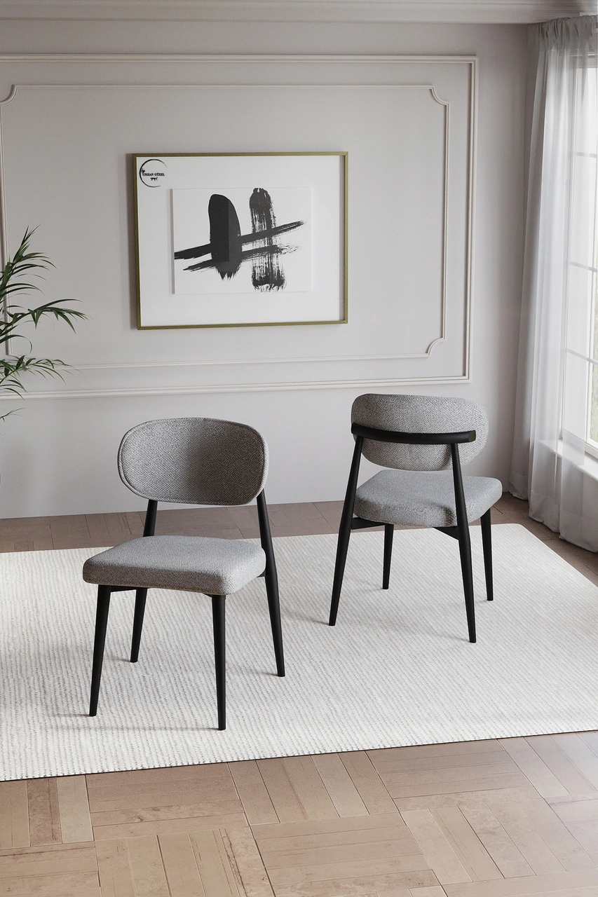 Bohem Polo Mutfak Masası Takımı 6 Kişilik Siyah Gri