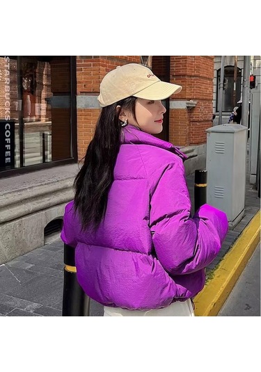 Kış Kadın Kısa Moda Pamuk Ceket Rahat Kadın Sıcak Tutan Kaban Küçük Arkadaş Büyük Boy Ten Ten Rengi