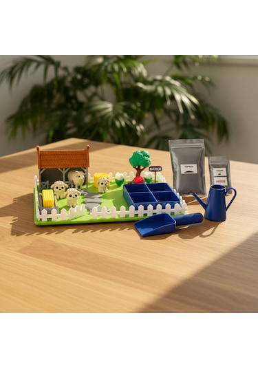 Kutpia Mini Bahçe Çocuk Oyun Ve Eğitim Seti 25x19cm - Sevimli Koyunlar Mavi