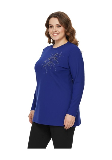 Nazal Kadın Önü Nakışlı Bluz Bgl-st05090 İndigo