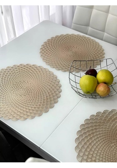 Heavenly Place Mutfak Servisü İçin Yuvarlak Servis Peçeteleri 224636670 Altın Rengi