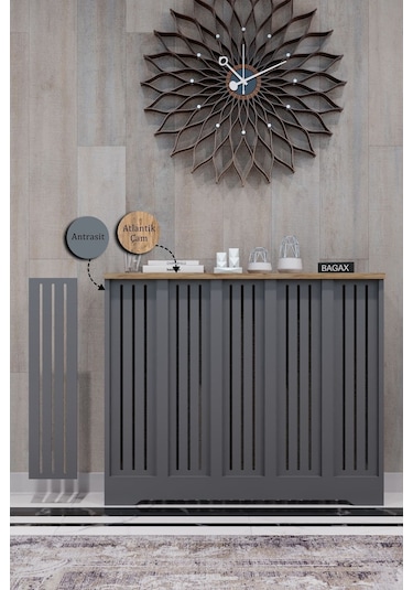 Efes Model Antrasit Üstü Çam Renk 96 CM Petek Kaplama Dresuar Çok Renkli