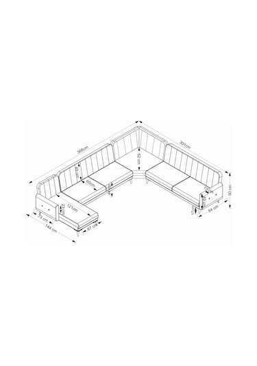 Bona Dinlenme+3+l Köşe+3 Köşe Takımı Bej Valebo-03 Ceviz Ayak Bej