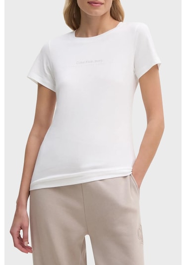 Calvin Klein Bayan T Shirt J20j224990 Yaf Beyaz Beyaz