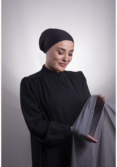 Füme Pratik Hazır Geçmeli Şal Şifon Boru Boneli 3001_25