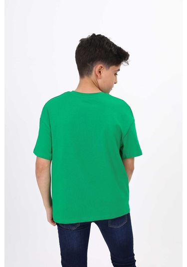 Toontoy Erkek Çocuk Palmiye Ağaç Baskılı Tişört Koyu Yeşil