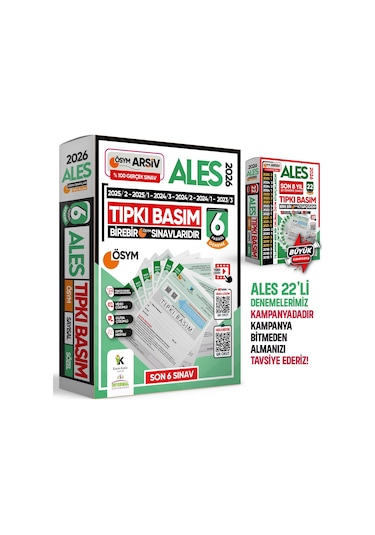 2026 ALES ÖSYM Tıpkı Basım Çıkmış Soru 6lı Deneme Paketi Video ve Dijital Çözümlü Türkiye Geneli
