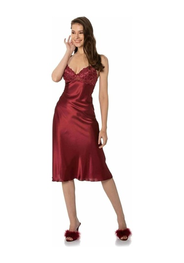 Pierre Cardin Kaplı Saten Gecelik 900 Bordo 001