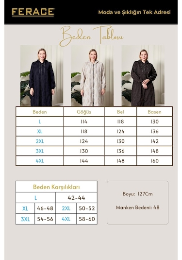 Kadın Büyük Beden Kapüşonlu Jakar Kap Siyah