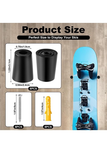 Homyl 8 Parça Dikey Kayak Askısı Snowboard Düzenleyici Siyah