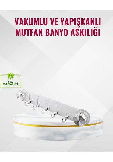 Duvar Tipi Vakumlu Askılık Şeffaf Orta Tasarımlı Çok Renkli