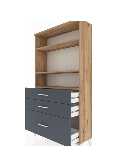 Arges Dolap 3 Raflı 3 Çekmeceli 88x30x163 Çam-antrasit Çam