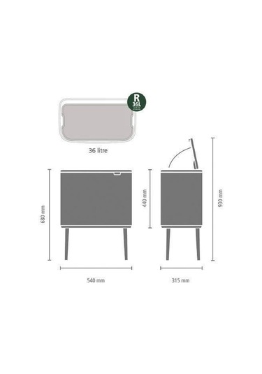 Bo Çöp Kovası Dokunmatik, Ayaklı, 36lt - Paslanmaz Çelik Paslanmaz Çelik