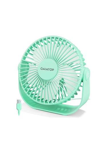 Goldenqian Gaıatop Usb Masa Fanı, Güçlü Hava Akışlı 3 Hız, 5,5 İnç Sessiz Küçük Taşınabilir Masa Fanı, 90 Kişisel Soğutma Fanını Döndürün Green