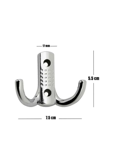 Wuvera Portmanto Askı Vestiyer Duvar Dolap Elbise Askısı Krom Metal Mobilya Kapı Askılığı Askılık Gümüş