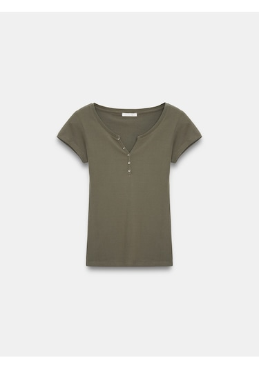 Dilvin 32688 %100 Pamuk Basic T-shirt-haki