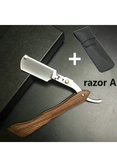 Berber Tıraş Düz Jilet Klasik Manuel Berber Jilet Katlanır Bıçak Erkekler Razorand Bag A
