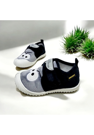 Yumuşacık Cırtlı Ortopedik Eğlenceli Göz Kreş,anaokuku,ev Pandufu Gri - Siyah