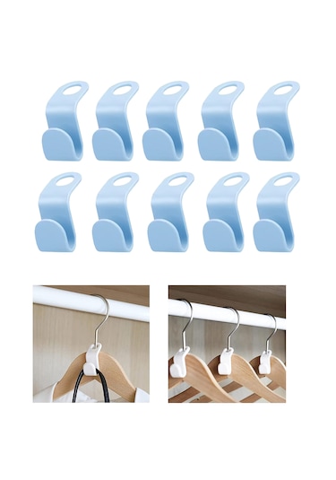 10'lu Çok Amaçlı Askı Kanca Dolap Askılığı Seti -al4803 Mavi