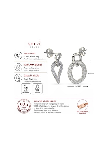 Servi 925 Ayar Gümüş Pavé Damla Küpe -23